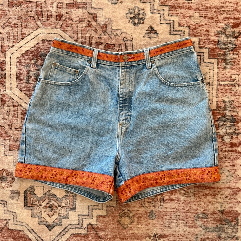 Bill Blass Blue Jean Shorts with Orange Trim